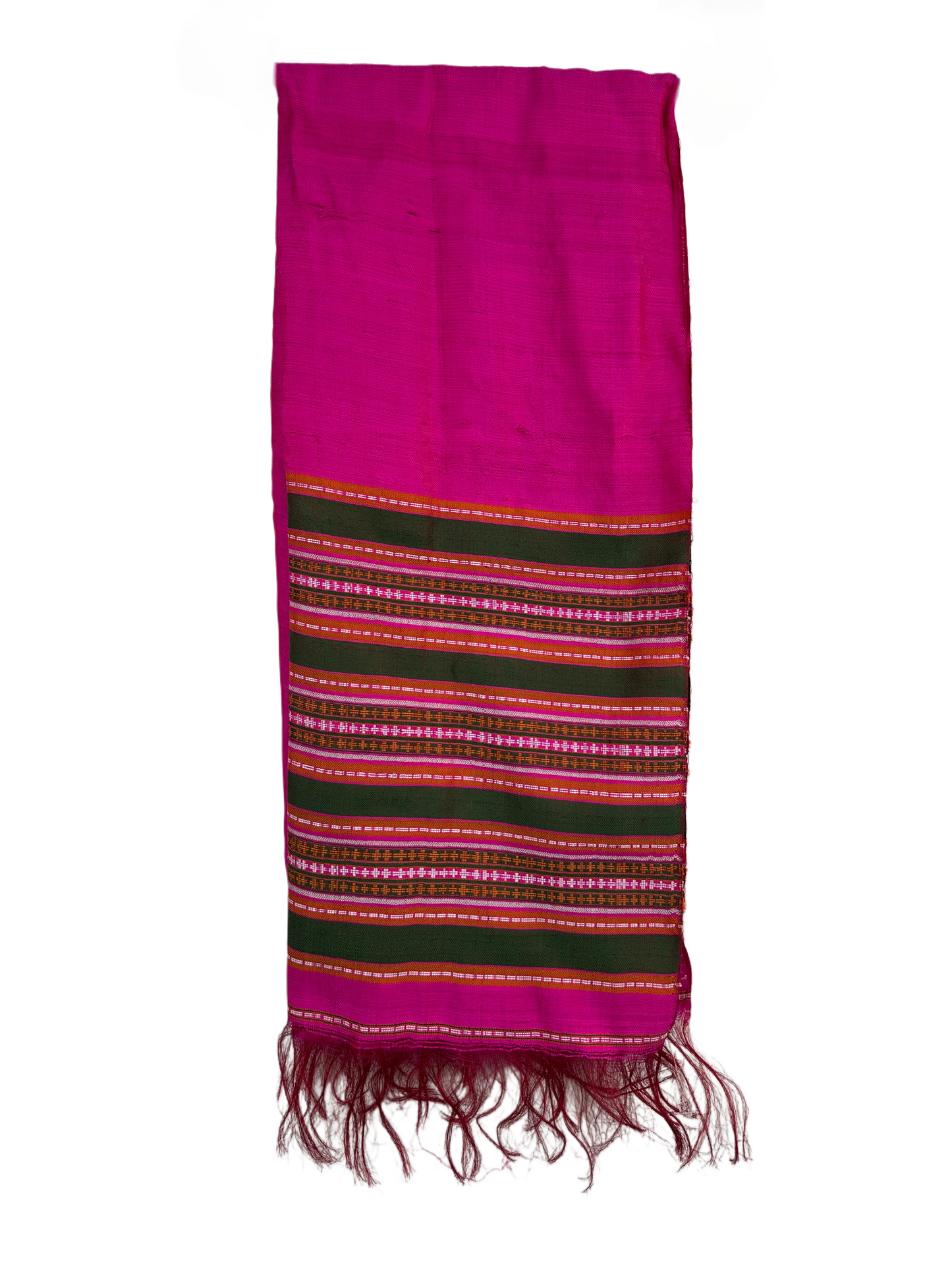 100% Silk Handloomed Vintage Silk Shawl - Scarf, Made in Afghanistan (Fuscia)