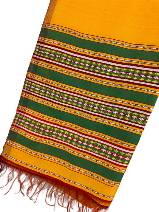 100% Silk Handloomed Vintage Silk Shawl - Scarf, Made in Afghanistan (Yellow)