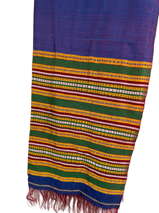 100% Silk Handloomed Vintage Silk Large Shawl - Scarf, Made in Afghanistan (Purple)