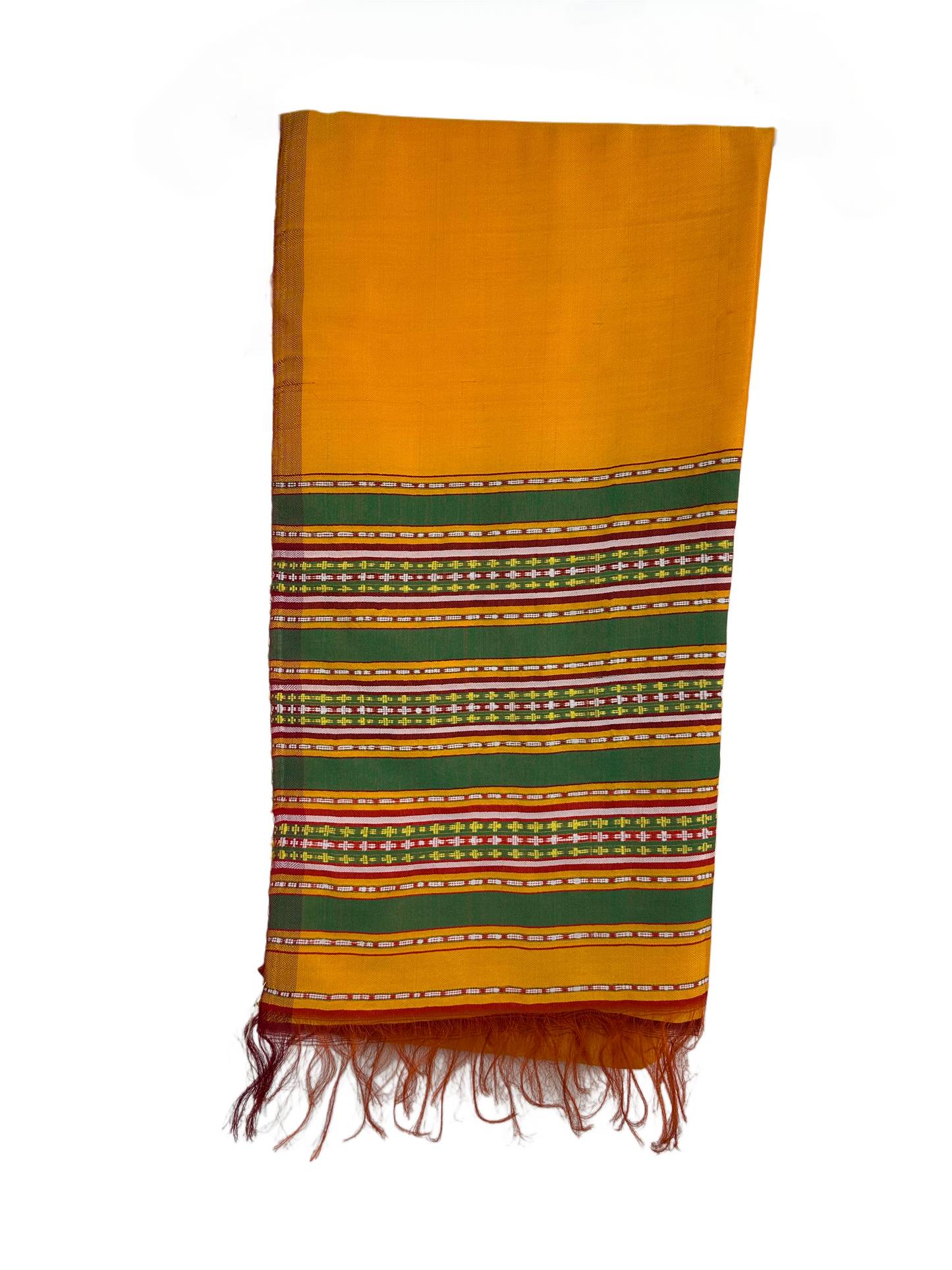 100% Silk Handloomed Vintage Silk Shawl - Scarf, Made in Afghanistan (Yellow)