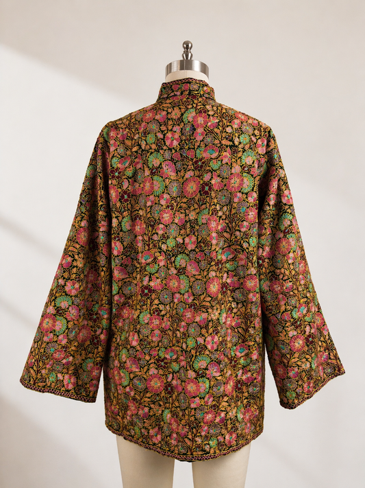 Vintage Kashmiri Aari Hand Embroidered Jacket | Heirloom Heritage Coat