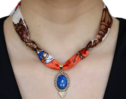 Lapis Pendant Scarf Necklace