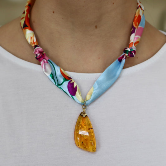 Tangerine Resin Pendant Necklace