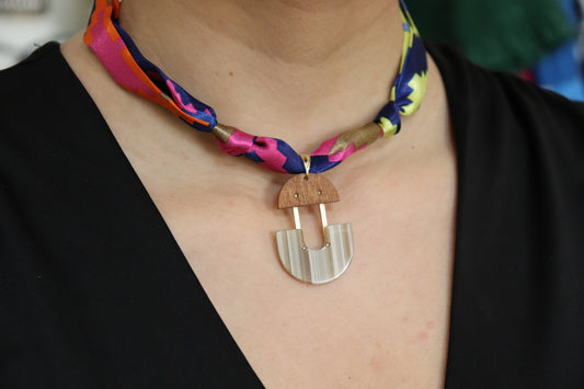 Half Moon Pendant Scarf Necklace