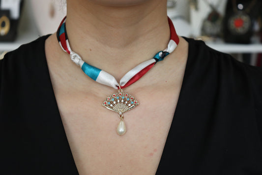 Peacock Pendant Scarf Necklace