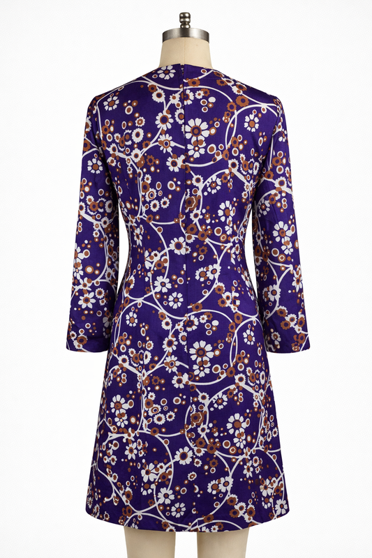 1960s Holly Hills Violet Mod Floral Dress