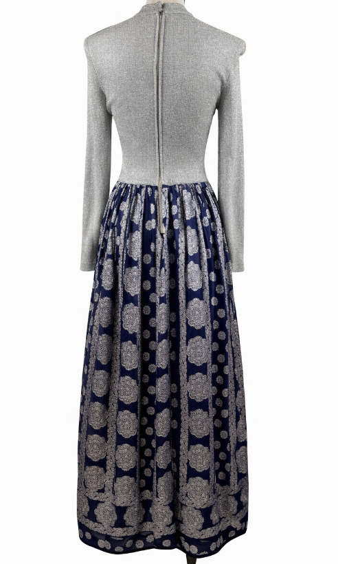 Vintage 1970's Metallic Brocade Dress