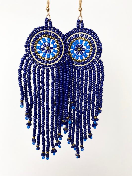 Blue Beaded Earrings