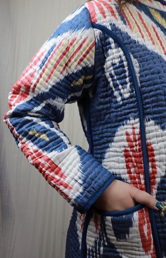 Ikat Jacket - Blue/White/Red (M)