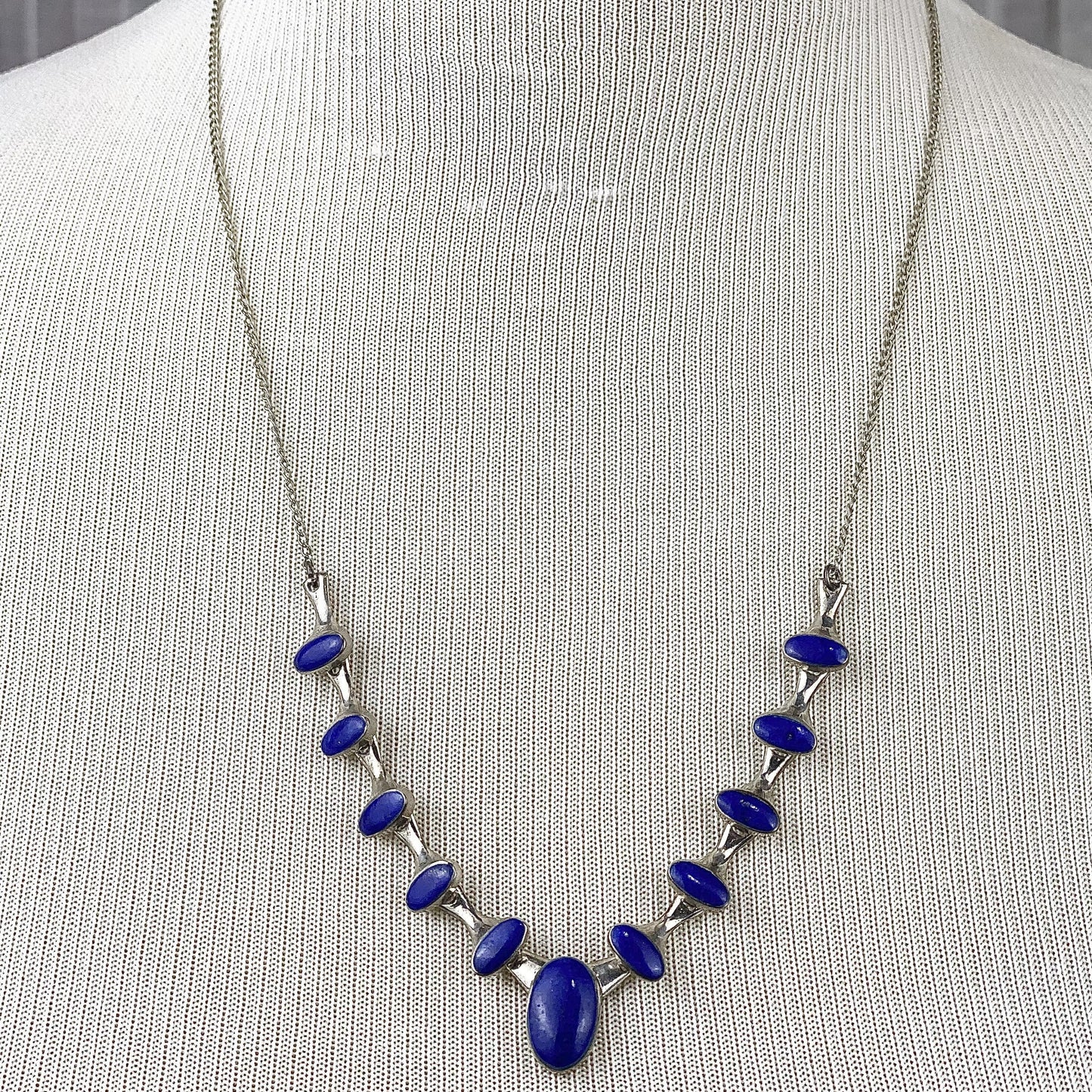 Lapis Lazuli 11 Stone Oval Necklace