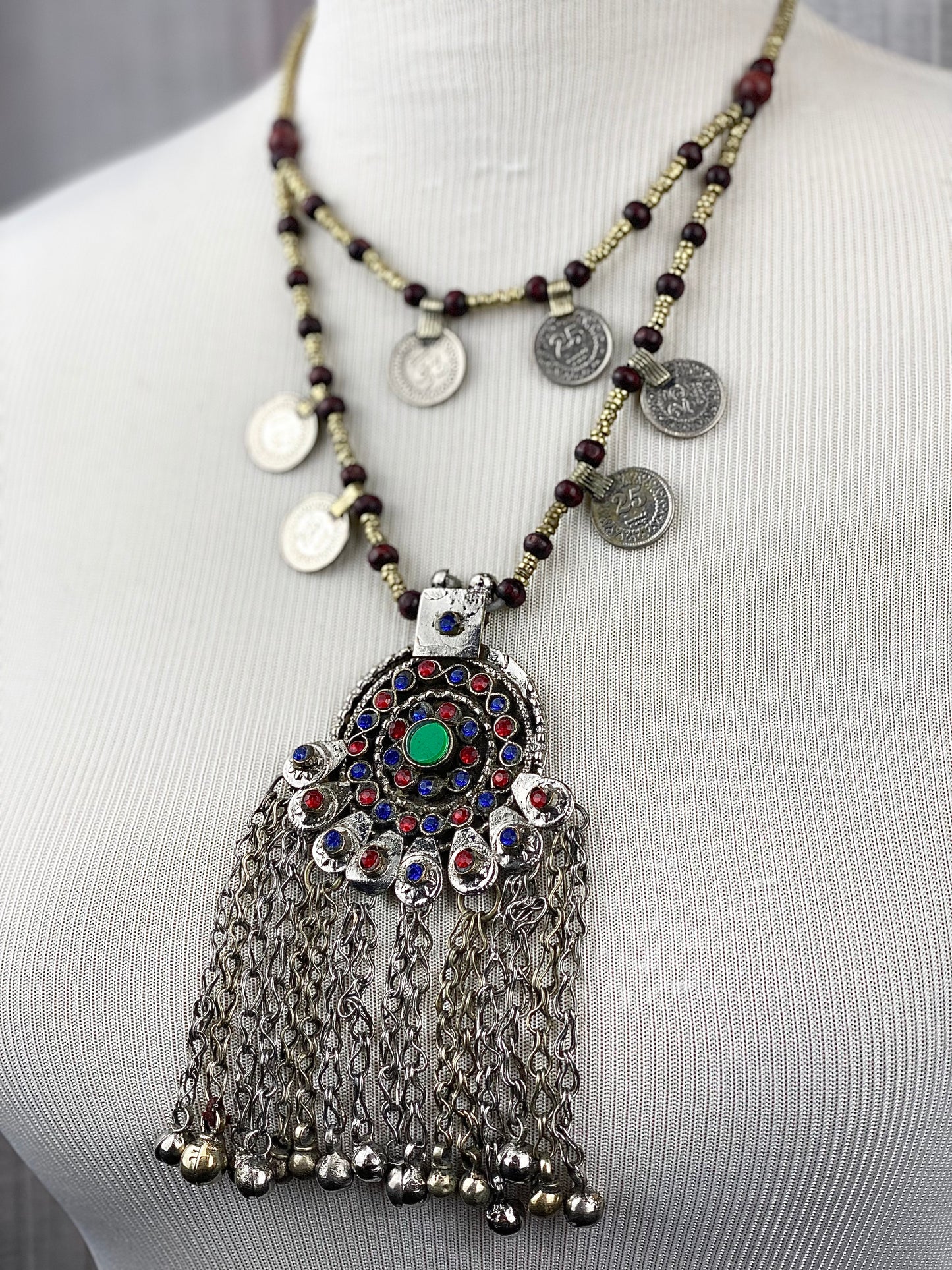 Afghan Kuchi Pendant Coin Necklace