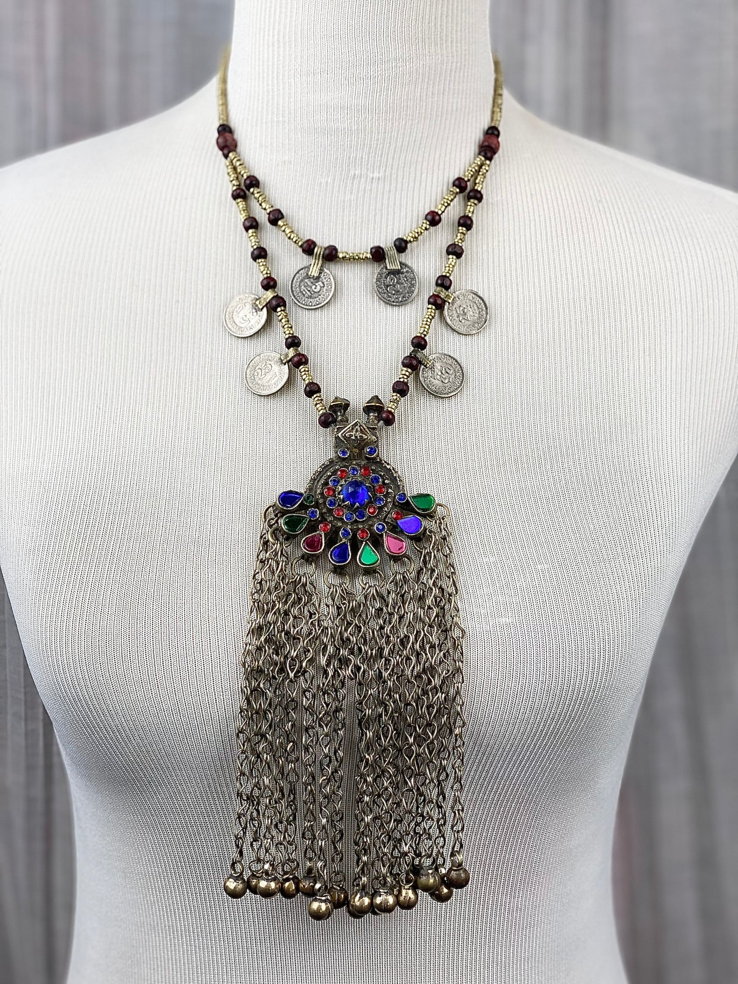 Afghan Kuchi Pendant Chain Coin Necklace