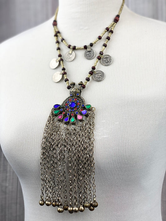 Afghan Kuchi Pendant Chain Coin Necklace