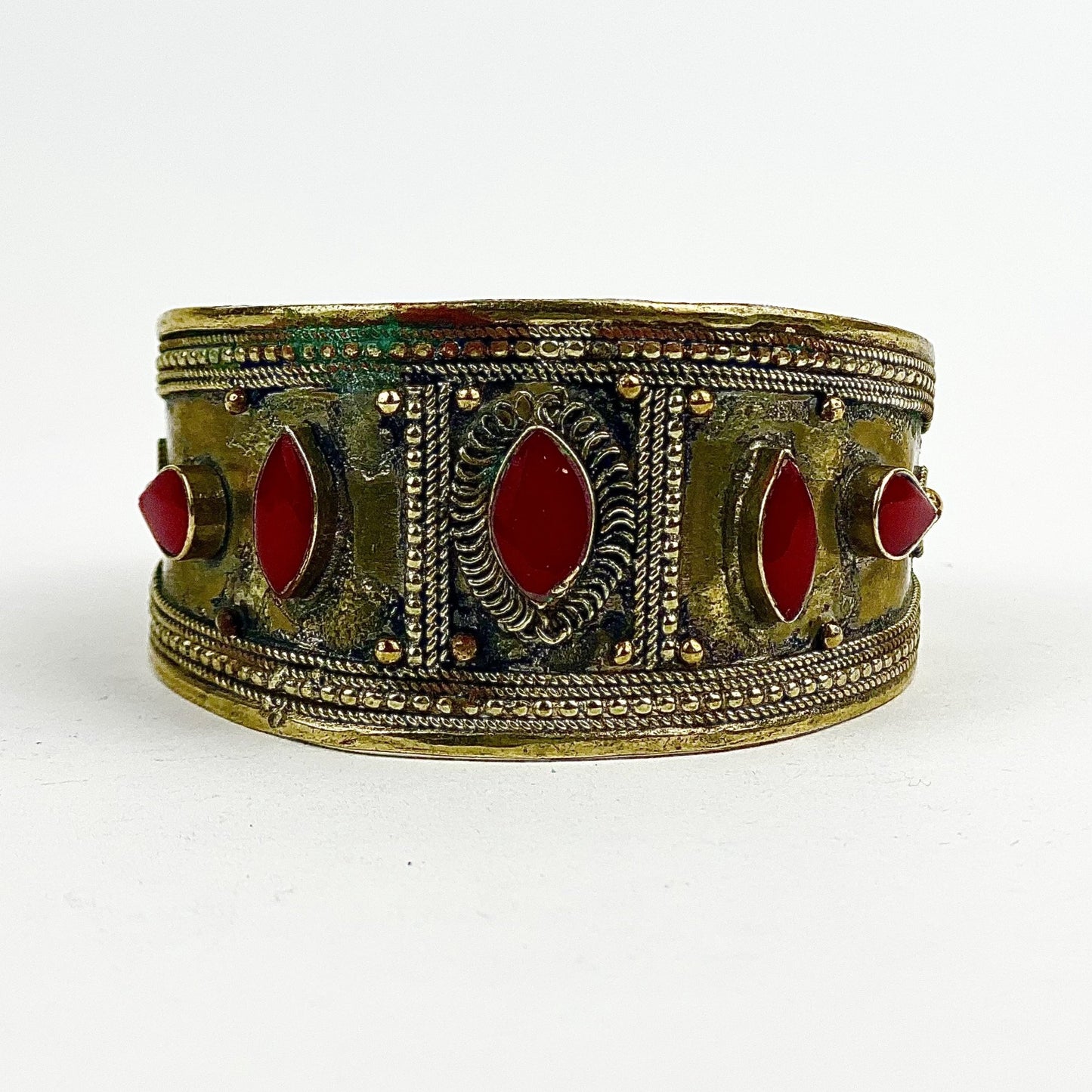 Afghan Coral 5 Stone Cuff Bracelet