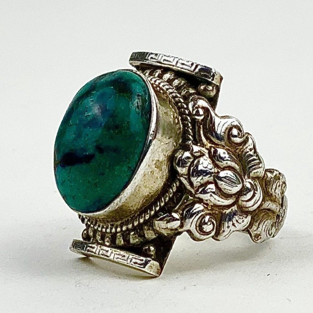 Engraved Turquoise Ring