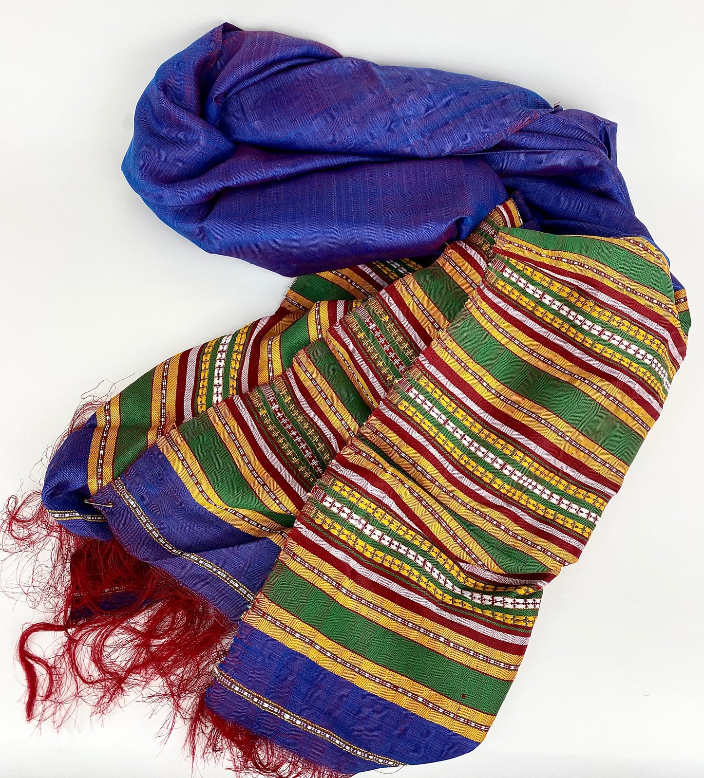 100% Silk Handloomed Vintage Silk Large Shawl - Scarf, Made in Afghanistan (Purple)