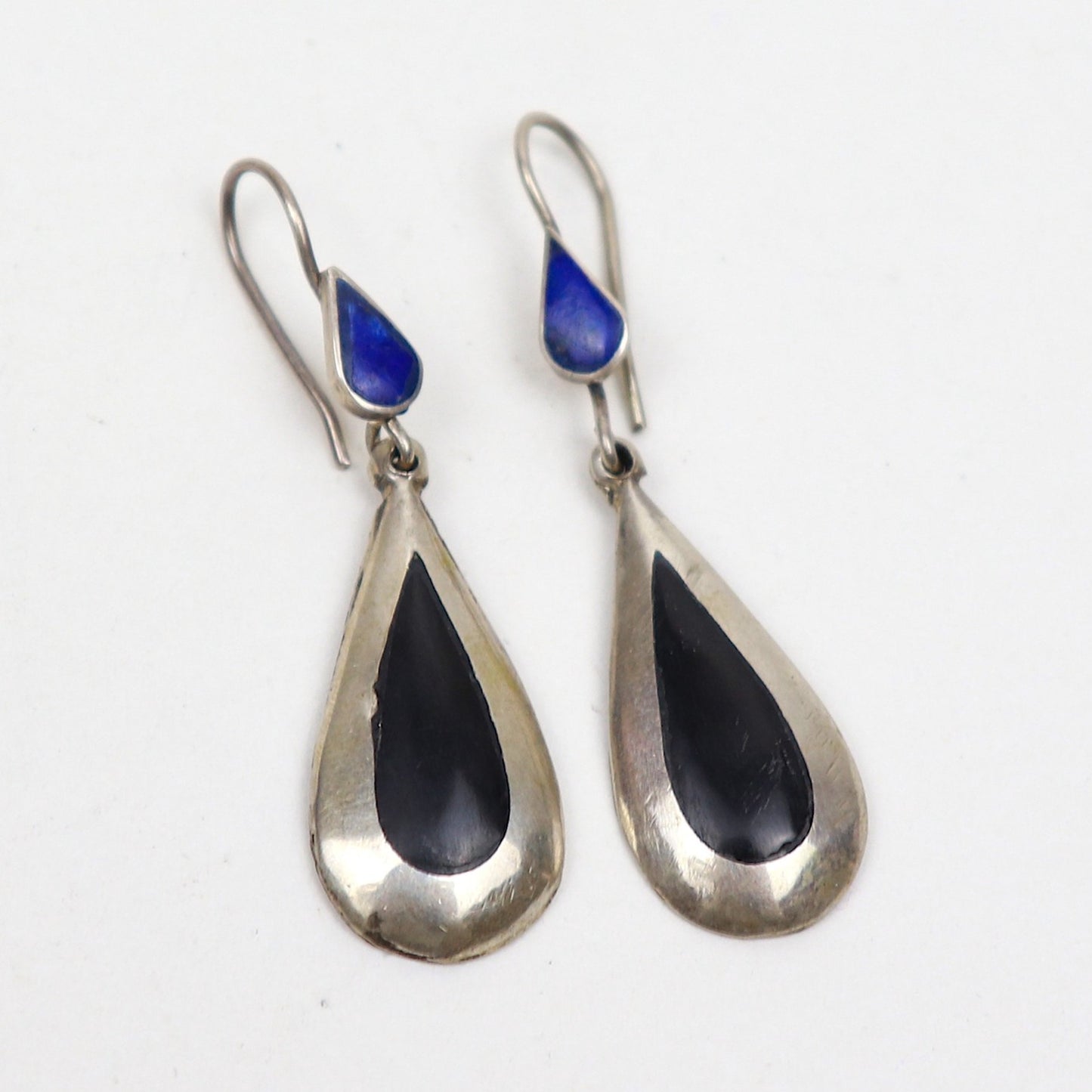 Lapis & Onyx Teardrop Earrings