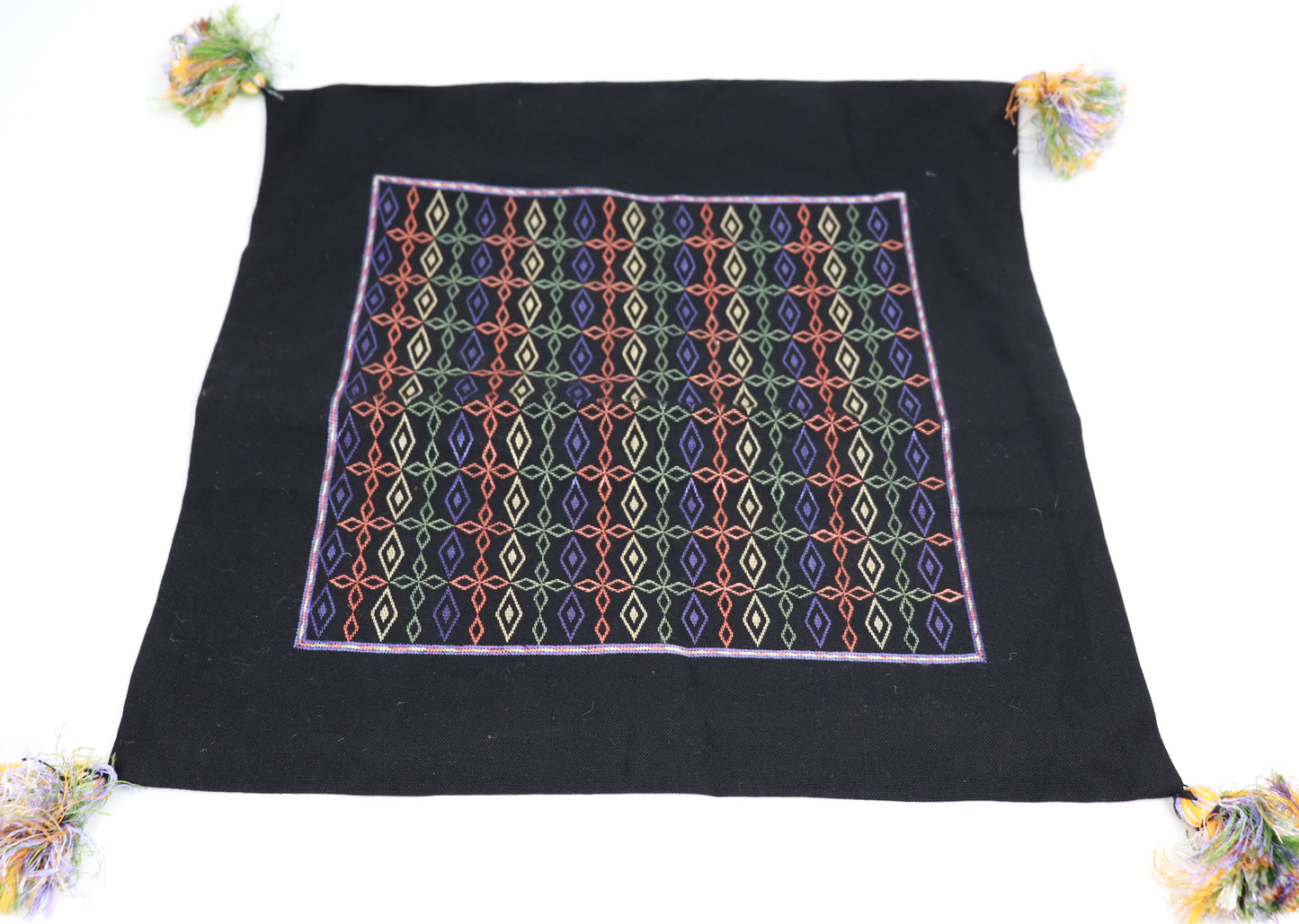 Embroidered Pillowcase with Pompoms