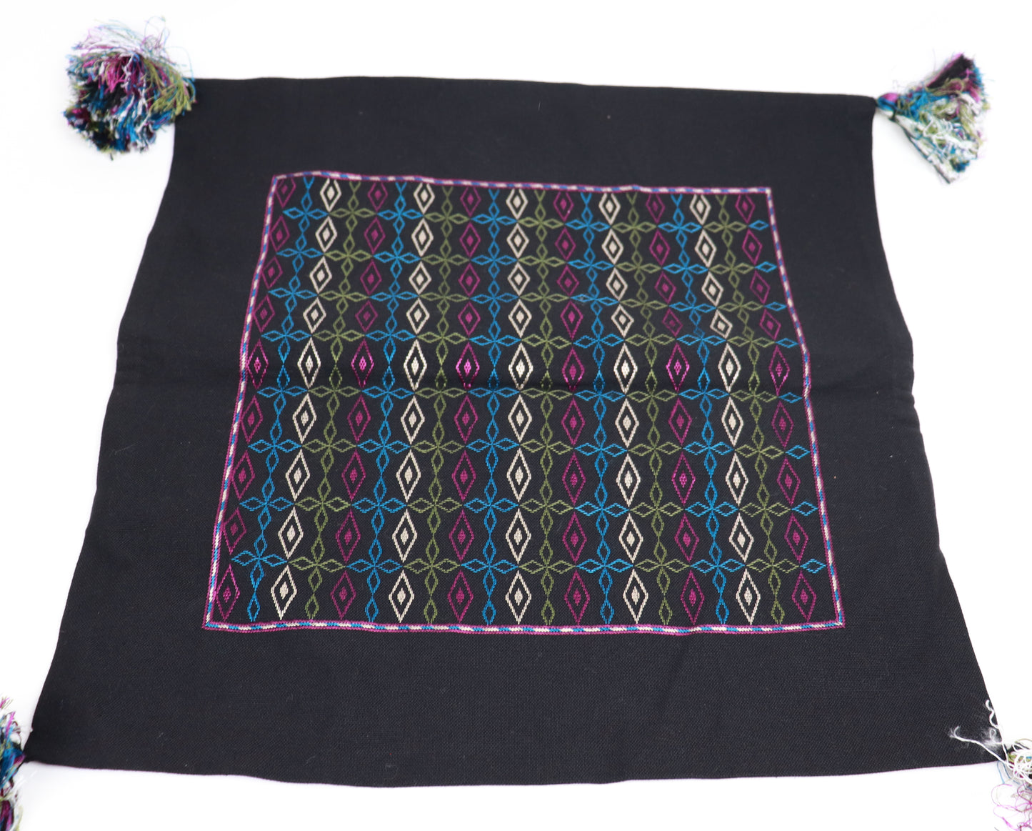 Embroidered Pillowcase with Pompoms