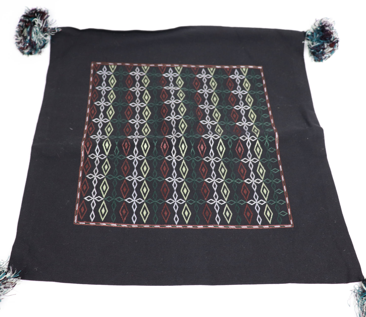 Embroidered Pillowcase with Pompoms