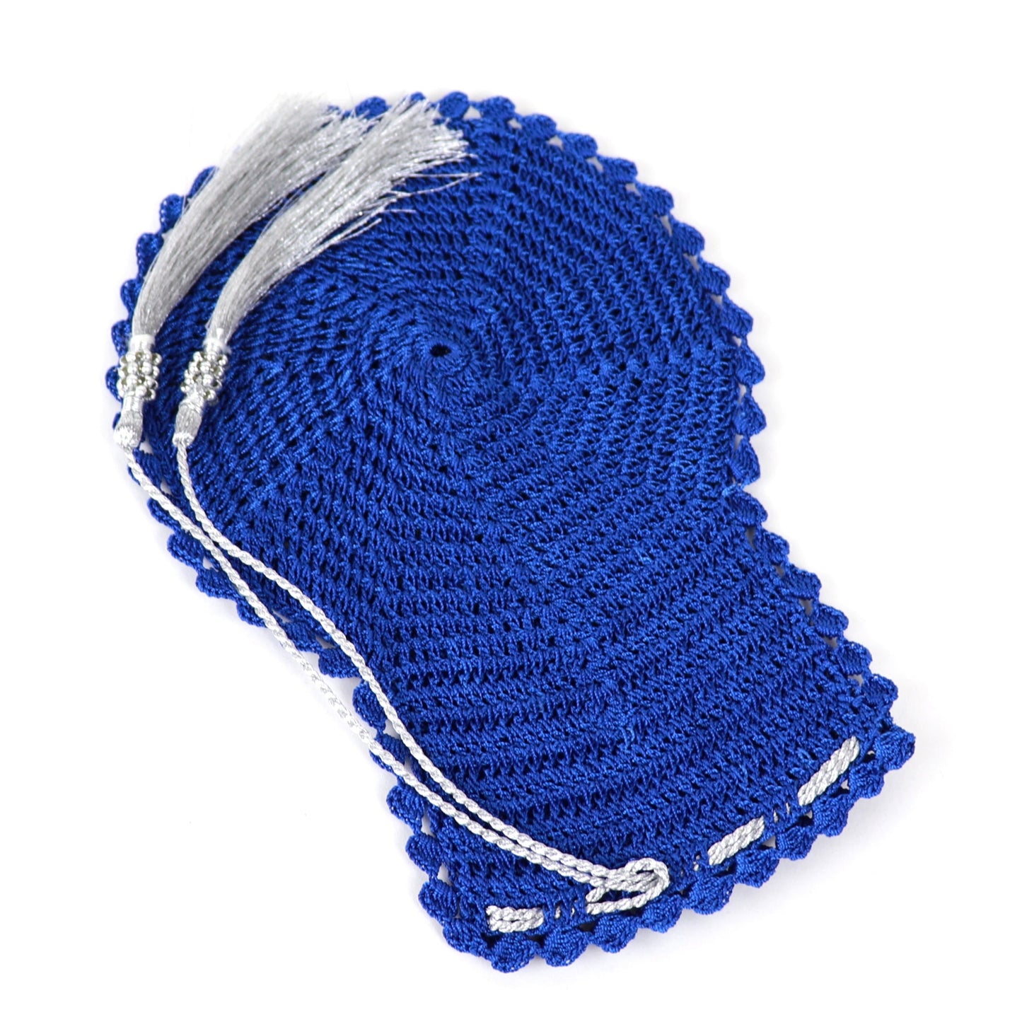 Dark Blue/Silver Tassel Hand Crocheted Bath Mitt - Bibi Aisha Leef/Keesah Collection