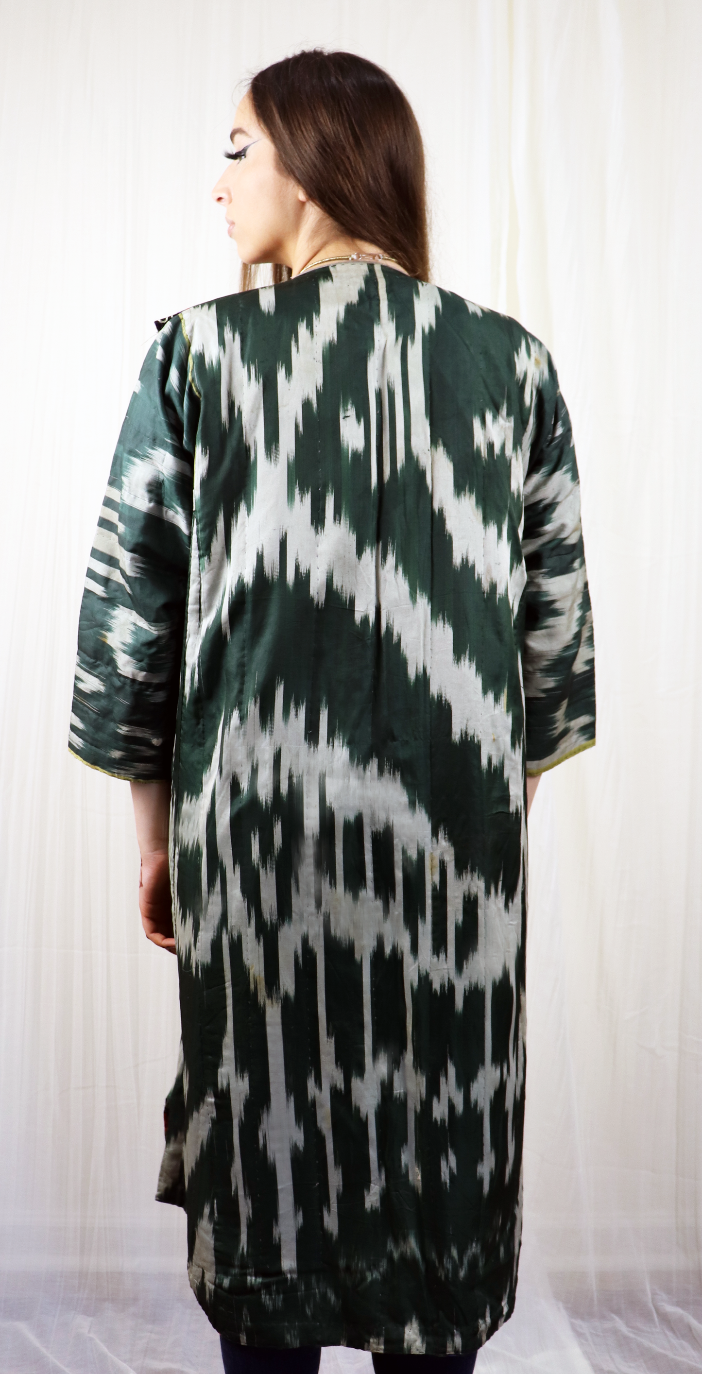 Samarkand Vintage Antique Silk Handwoven Ikat Chapan Jacket