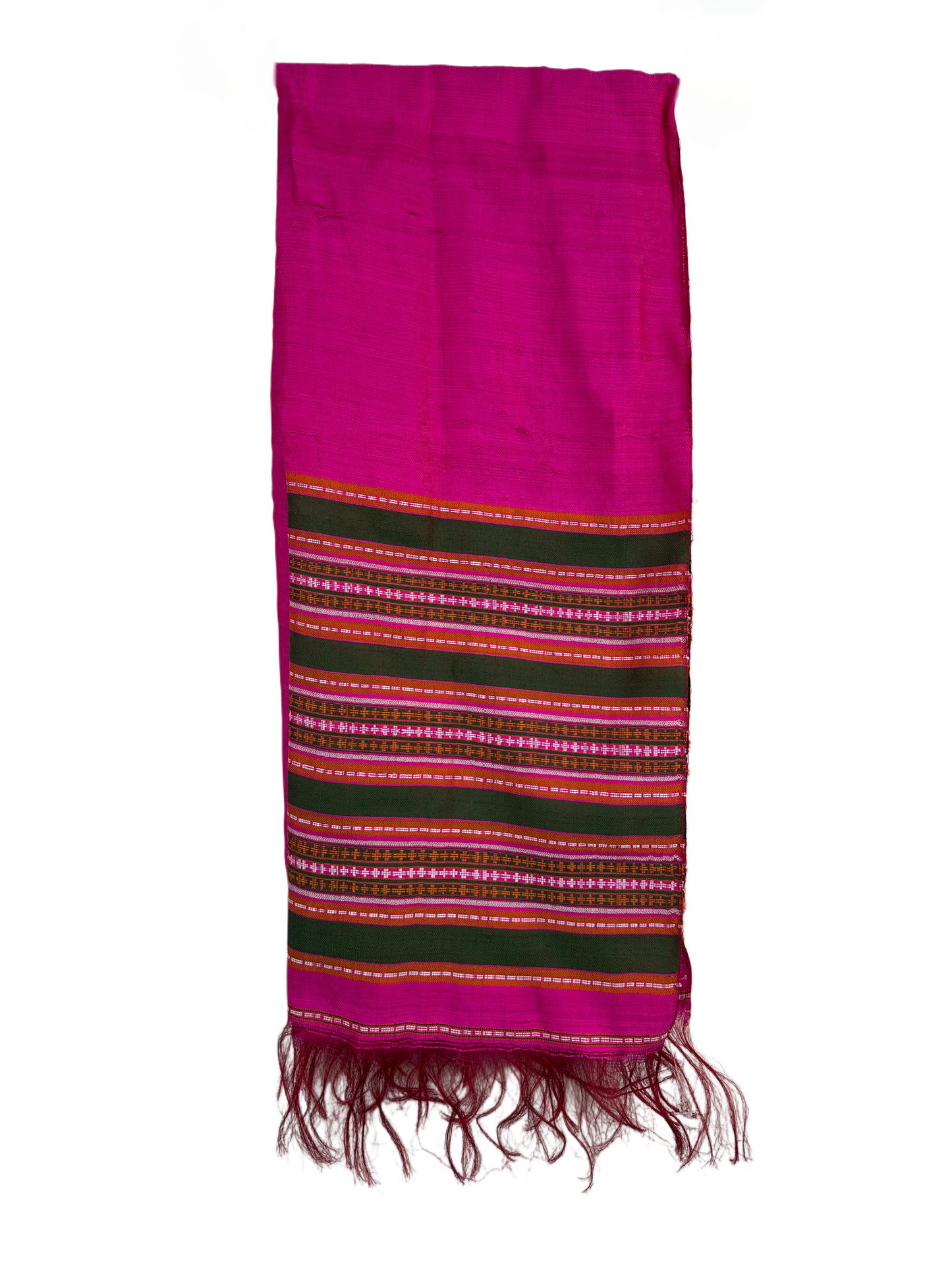 100% Silk Handloomed Vintage Silk Shawl - Scarf,  Made in Afghanistan (Fuscia)