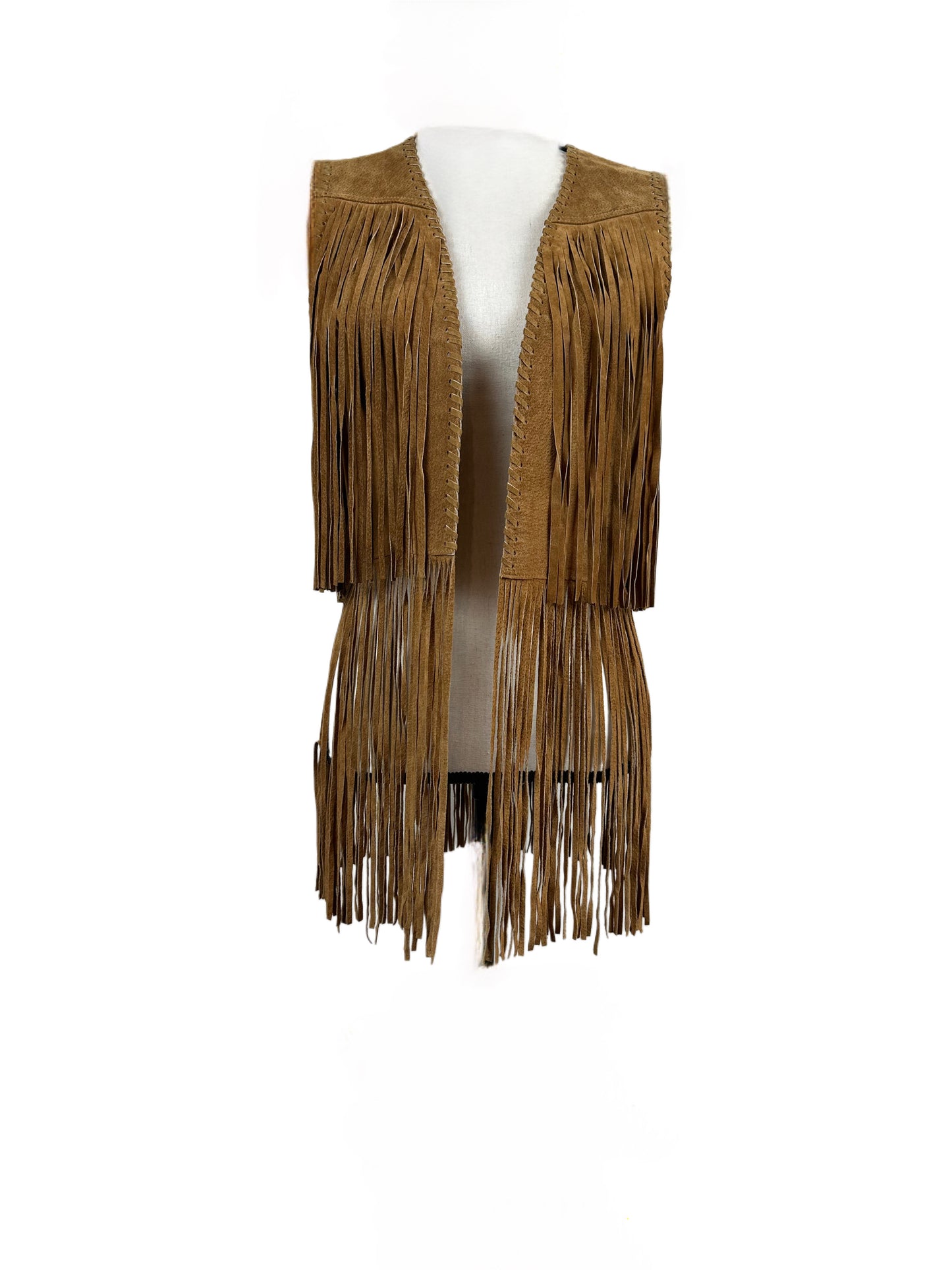 Upcyled Vintage Suede Fringe Vest Top