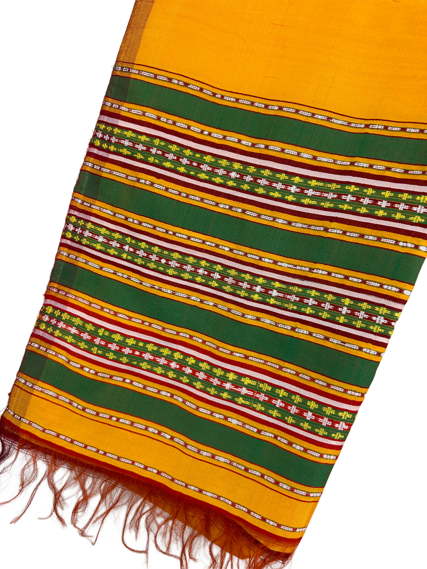 100% Silk Handloomed Vintage Silk Shawl - Scarf,  Made in Afghanistan (Yellow)