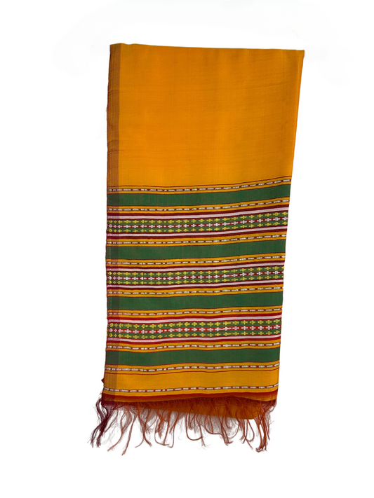 100% Silk Handloomed Vintage Silk Shawl - Scarf,  Made in Afghanistan (Yellow)