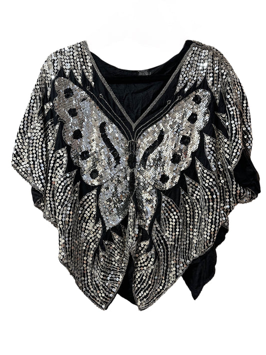 Vintage Silk Sequin Butterfly Top