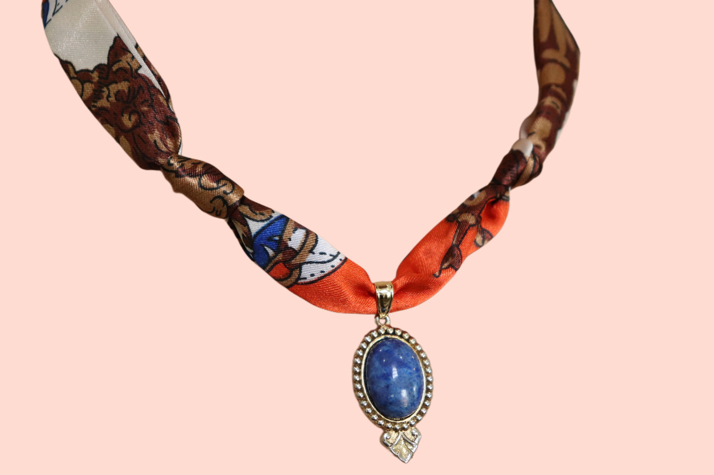 Lapis Pendant Scarf Necklace