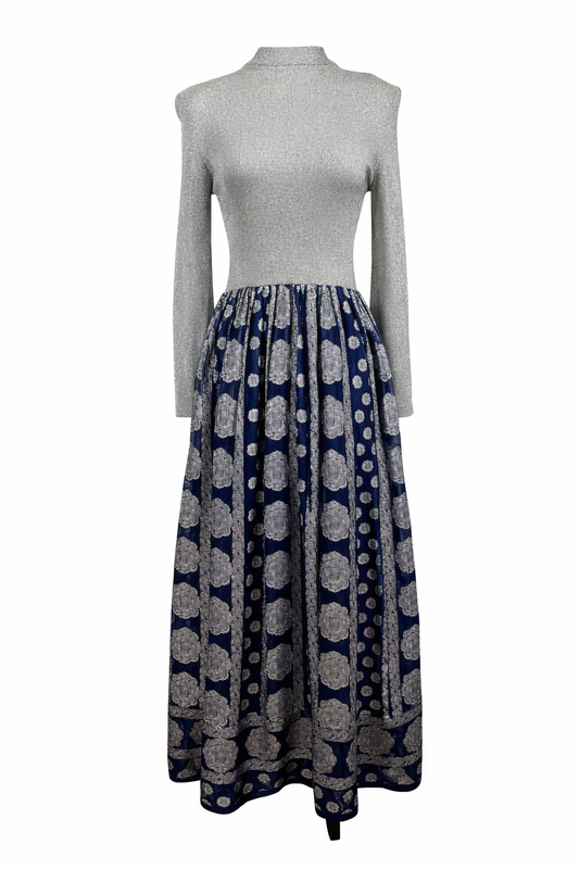 Vintage 1970's Metallic Brocade Dress