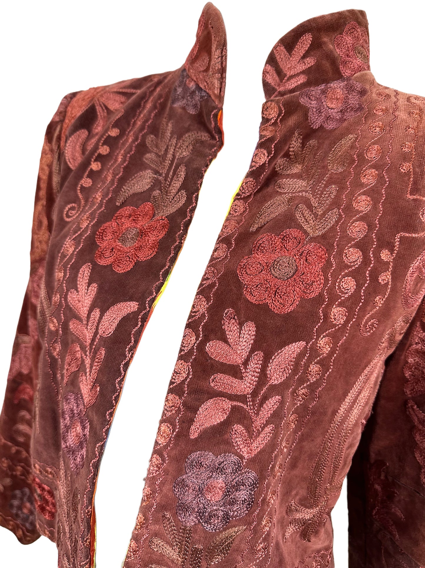 Hand Embroidered Brown Suzani Velvet Jacket