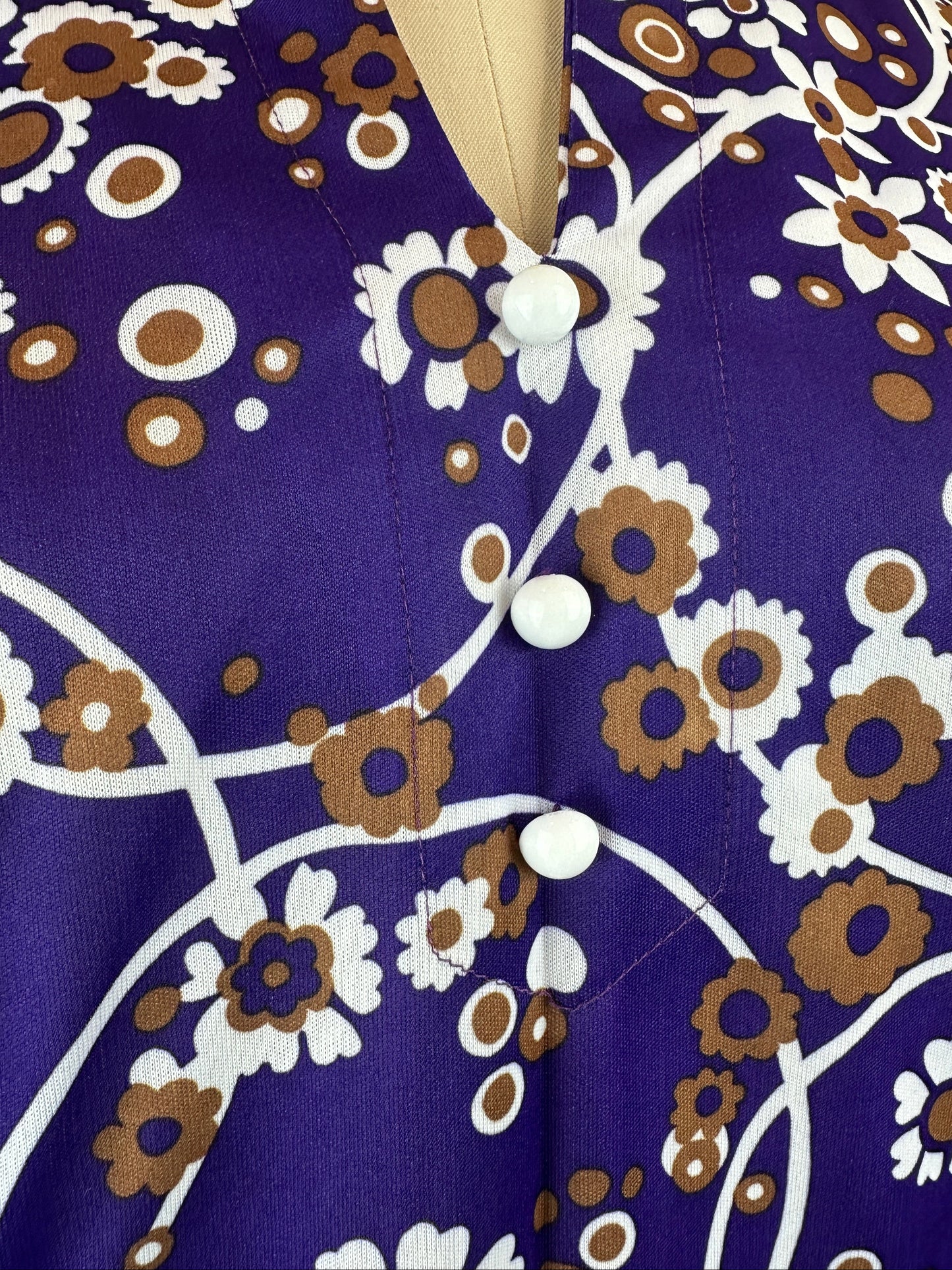 1960s Holly Hills Violet Mod Floral Dress