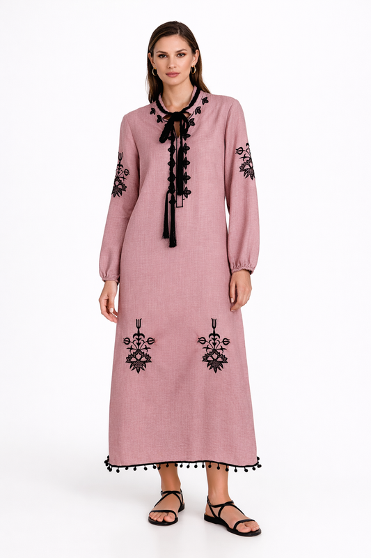 Pink Embroidered Caftan