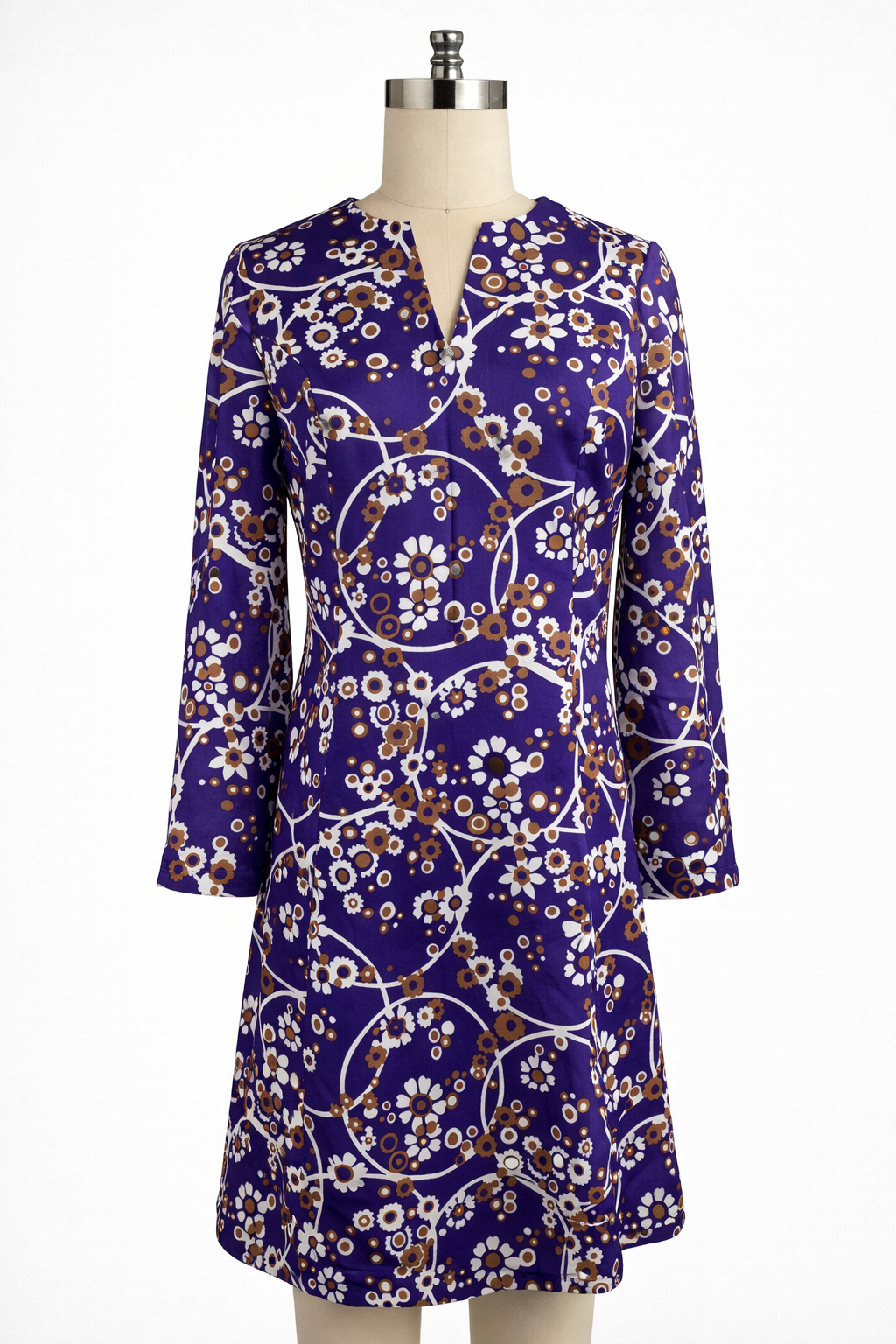 1960s Holly Hills Violet Mod Floral Dress