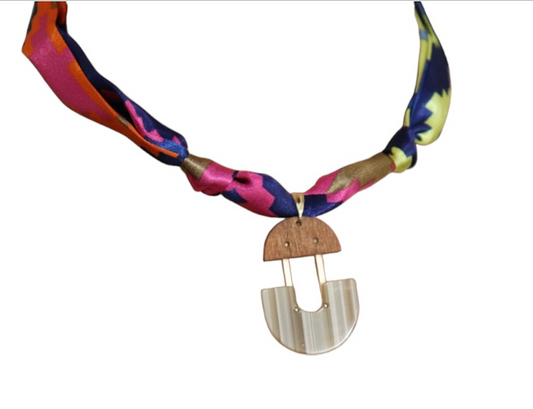 Half Moon Pendant Scarf Necklace