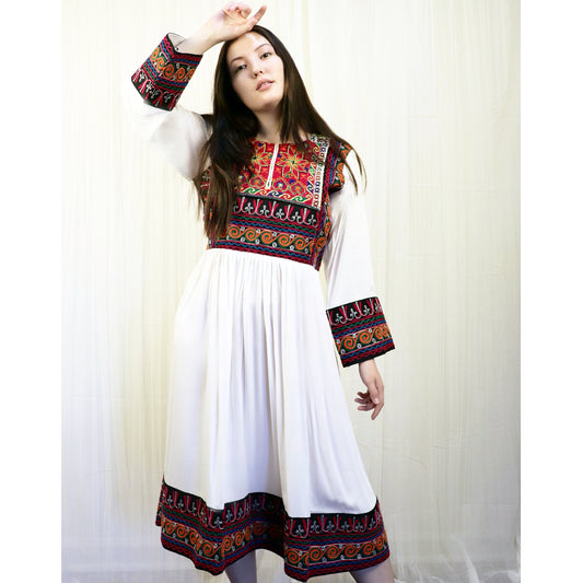 White Afghan Dress