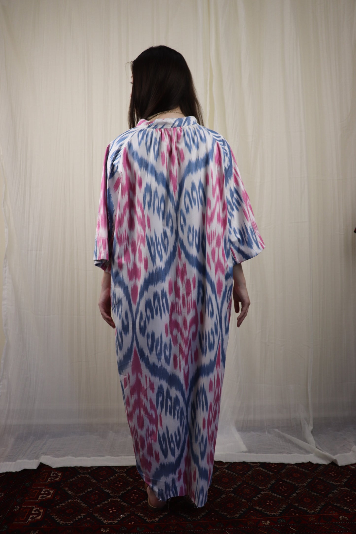 Blue-Pink Ikat Cotton Tunic