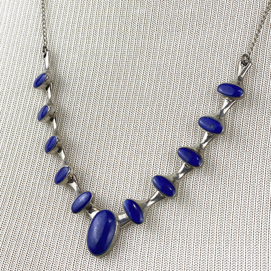Lapis Lazuli 11 Stone Oval Necklace