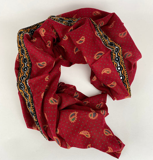 Red Paisley Cotton Shawl - Scarf